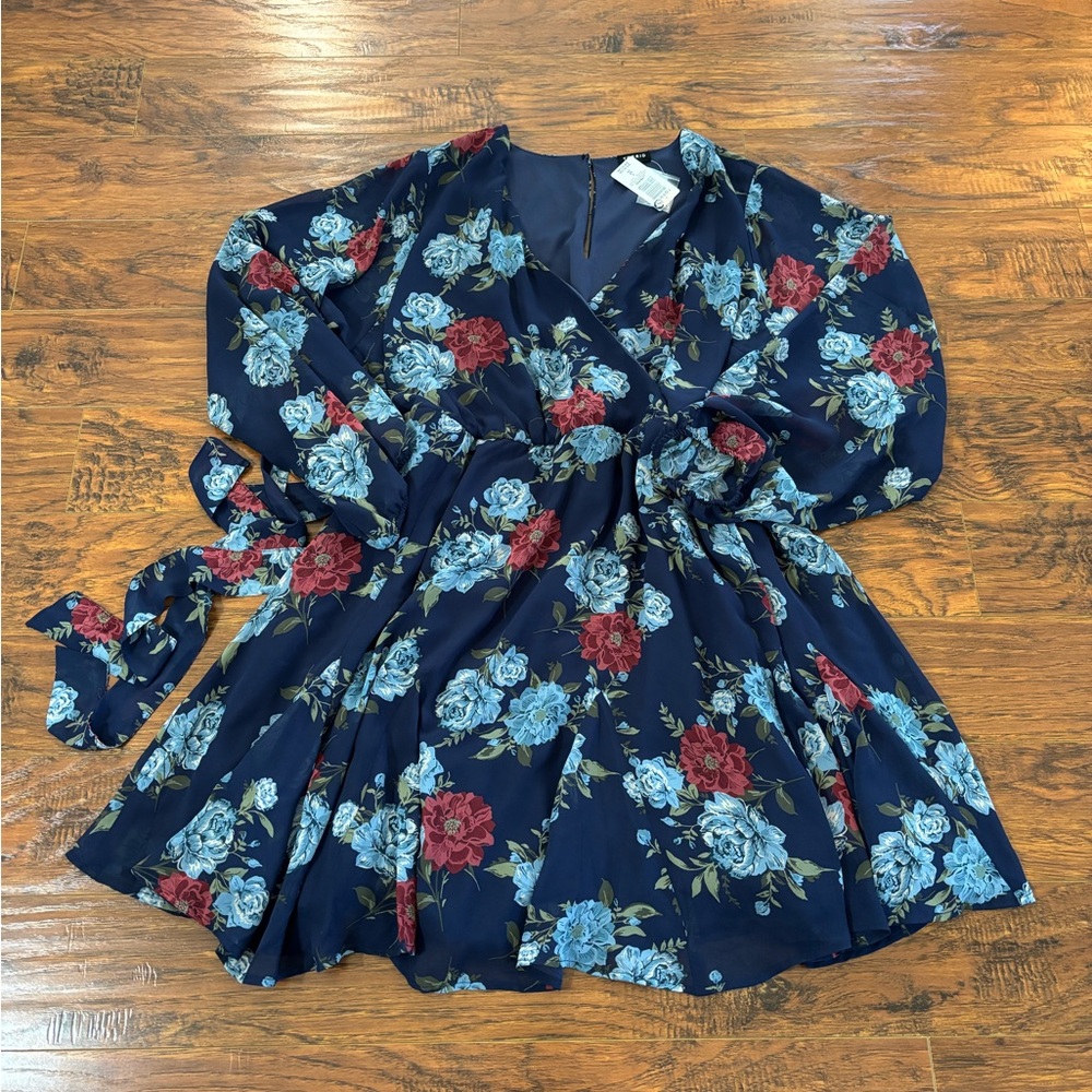 multi-color floral print mini balloon sleeve gorgeous dress NWTS size 4